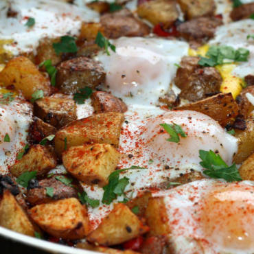 Potato Hash & Baked Eggs