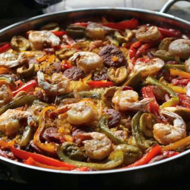 Shrimp, Olive, and Chorizo Paella