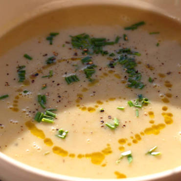 Corn Bisque with Fried Shallots